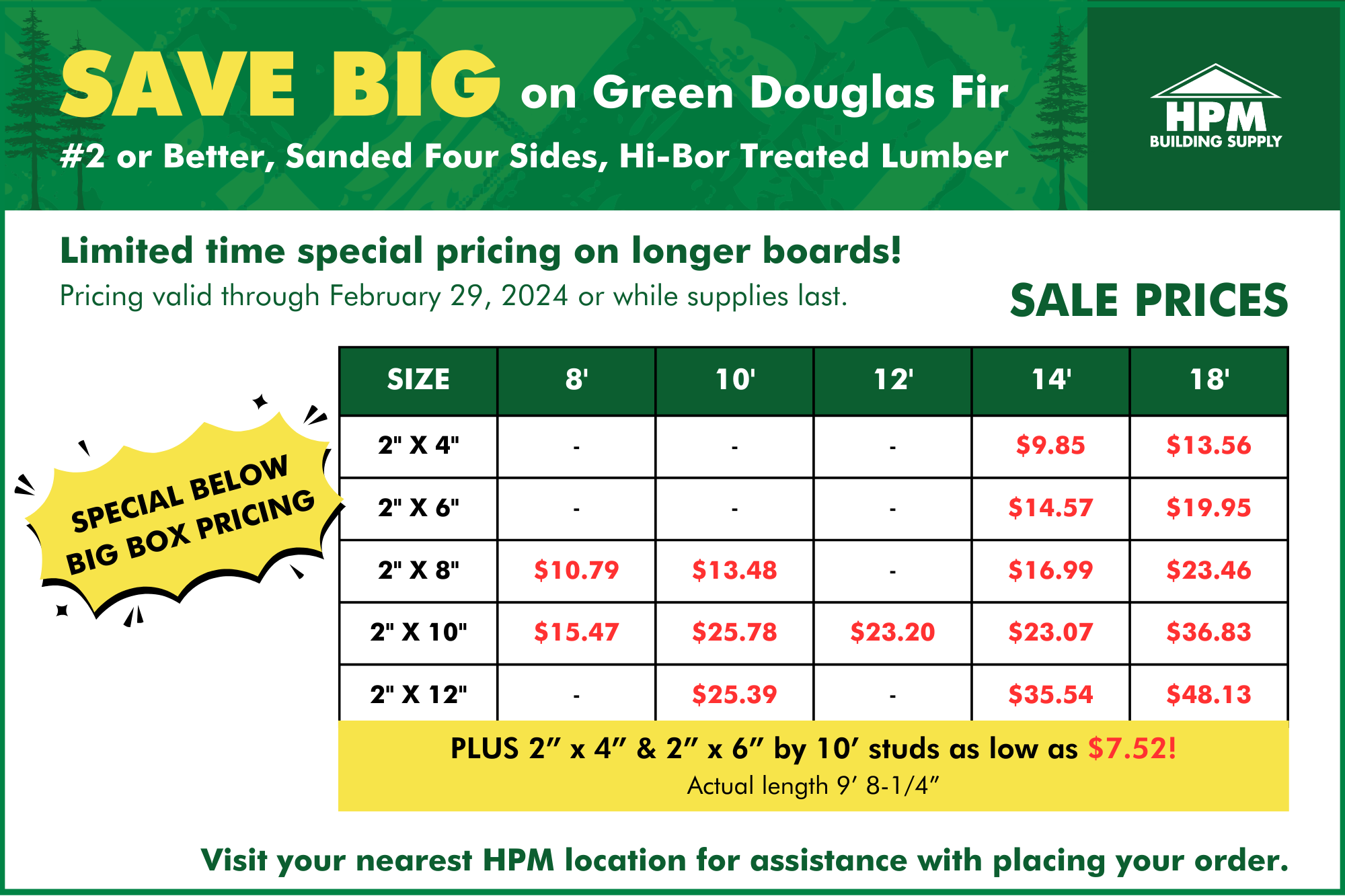 Douglas Fir Special Pricing