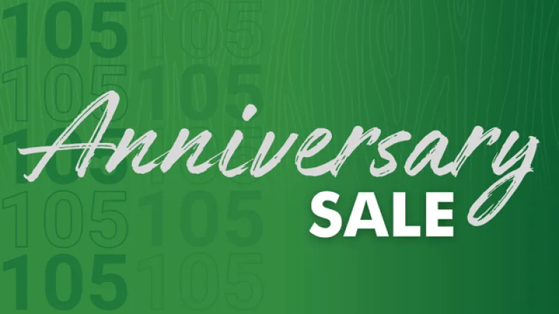 HPM's 105th Anniversary Sale with the new Hilo green background and texture